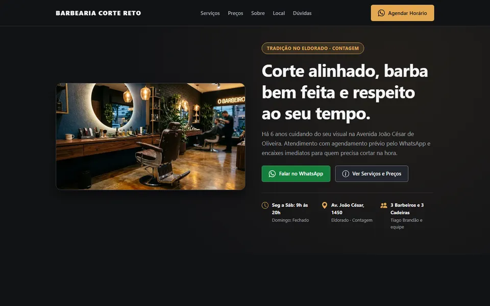 Site de barbearia feito pela Prospecta Media