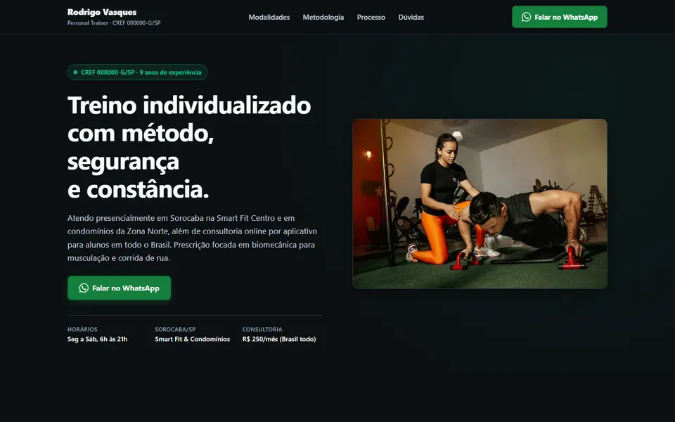 Site de personal trainer